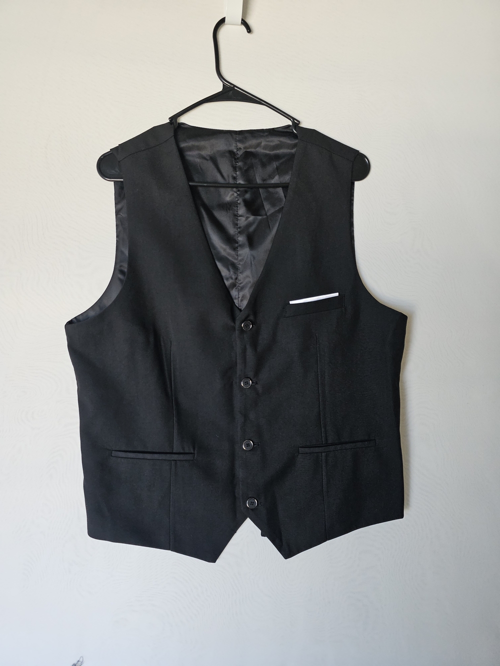 Men's Black Classic Formal Suit Vest - Size L - Adjustable Back Strap
